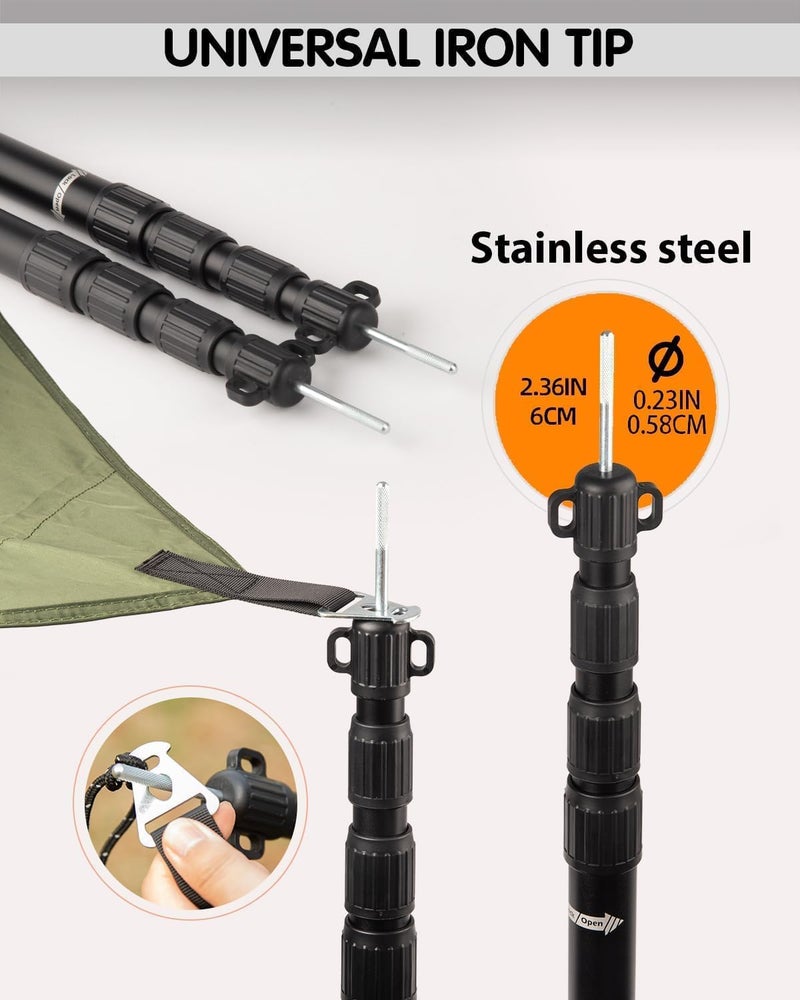 AVOFOREST Tarp Poles Heavy Duty Adjustable, Aviation Aluminum 8.7FT Tent Poles Lengthen and Thicken with Protection Cap Awning Poles Set of 4 for Hiking - Image 5